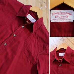 CC Filson Co Men's M Burgundy Shooting Button Front Shirt Vintage Made Hong Kong